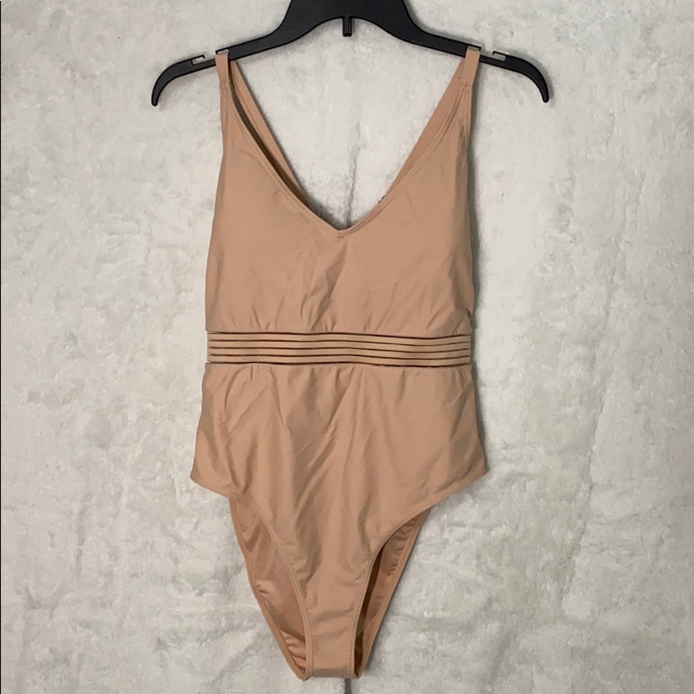 NWOT Forever 21+ tan one piece bathing suit